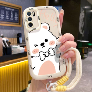 Ốp Lưng OPPO A16 A16s A54s Case Gấu Dễ thương Với Lanyard