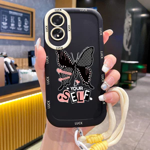 Ốp Lưng OPPO A18 A38 Case Với Lanyard Sáng tạo Bướm