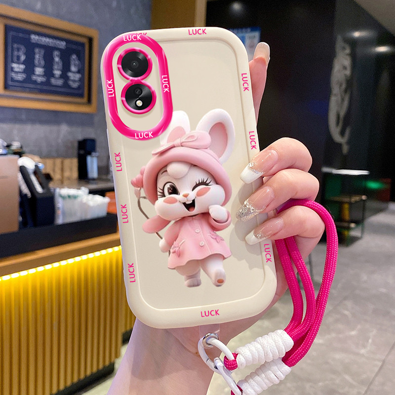 Ốp Lưng OPPO A18 A38 Case Thỏ Đáng yêu Với Lanyard