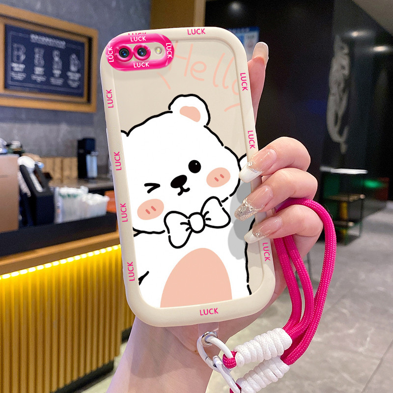 Ốp Lưng OPPO A5 A3s A12E Realme C1 Case Gấu Dễ thương Với Lanyard