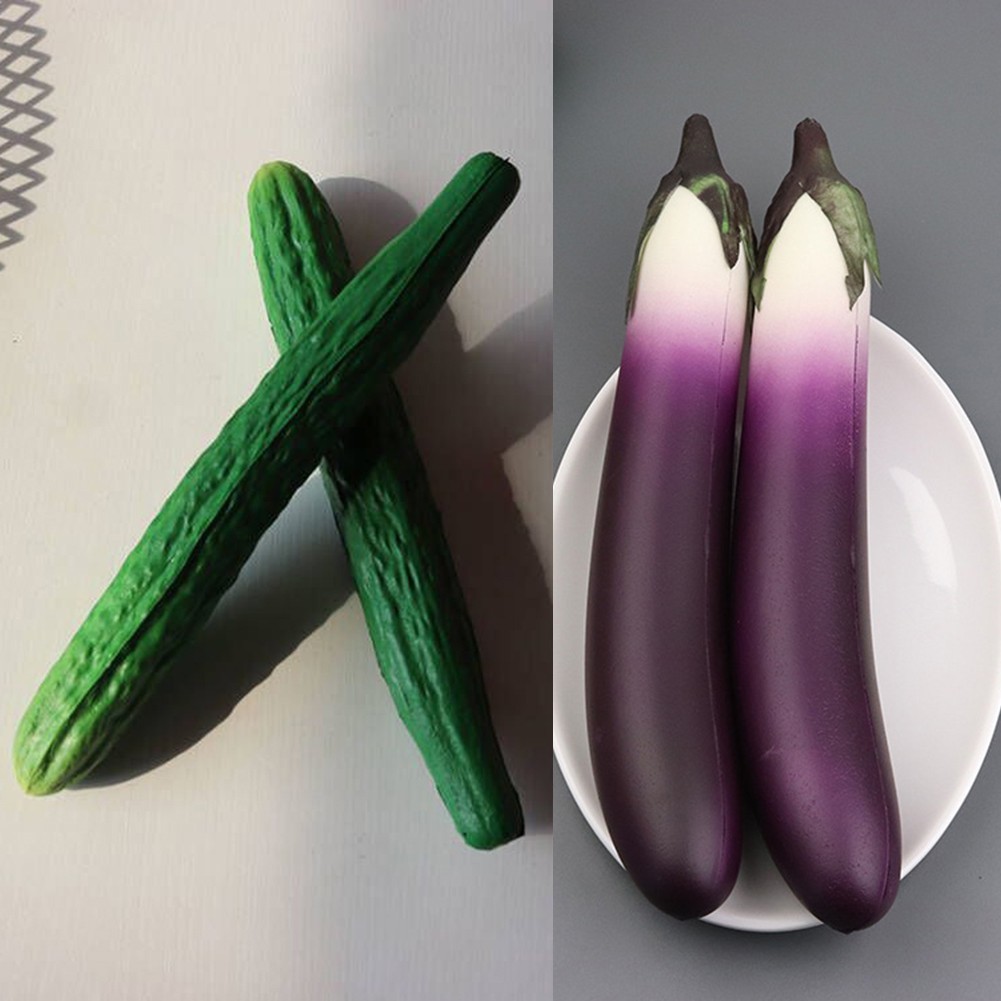 < Welv > Dưa chuột giả nhân tạo Aubergine Khách sạn Trang trí nhà hàng Rau củ Đạo cụ ảnh❀