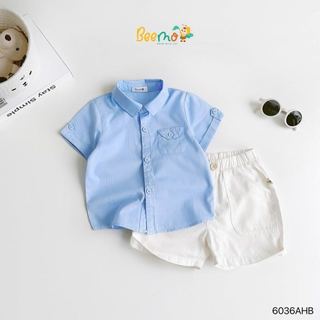 6036AHB - Áo sơ mi Beemo cổ đức, túi cách điệu size 1-6y