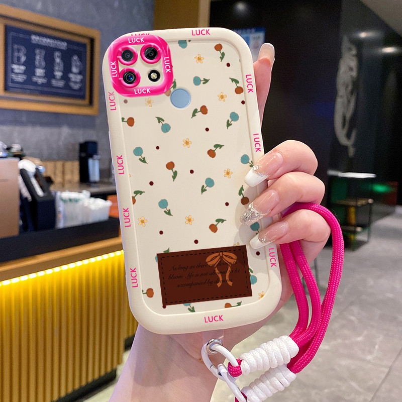 Ốp Lưng Realme C12 C15 C25 C25s C21Y C25Y Narzo 20 Narzo 30A Narzo 50A Case Hoa đẹp nhỏ Với Lanyard