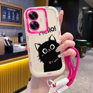 Ốp Lưng Realme C55 C33 Narzo N55 Case Mèo Hoạt hình Với Lanyard