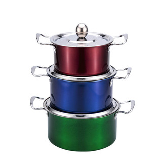 Combo 3 Nồi Inox Sus 304 Kích Thước 20Cm, 18Cm, 16Cm Có Nắp Và Tay Cầm Tiện Dụng