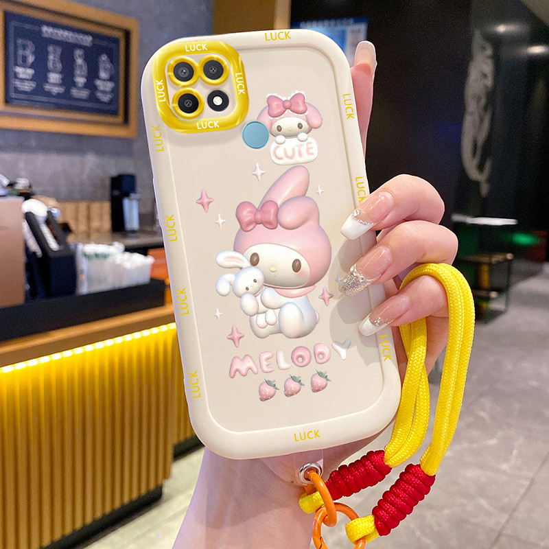 Ốp Lưng OPPO A15 A15s A35 4G Case Dễ thương Thỏ Với Lanyard
