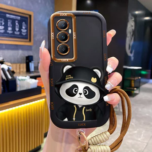 Ốp Lưng Realme C65 Case Với Lanyard Gấu Hoạt hình