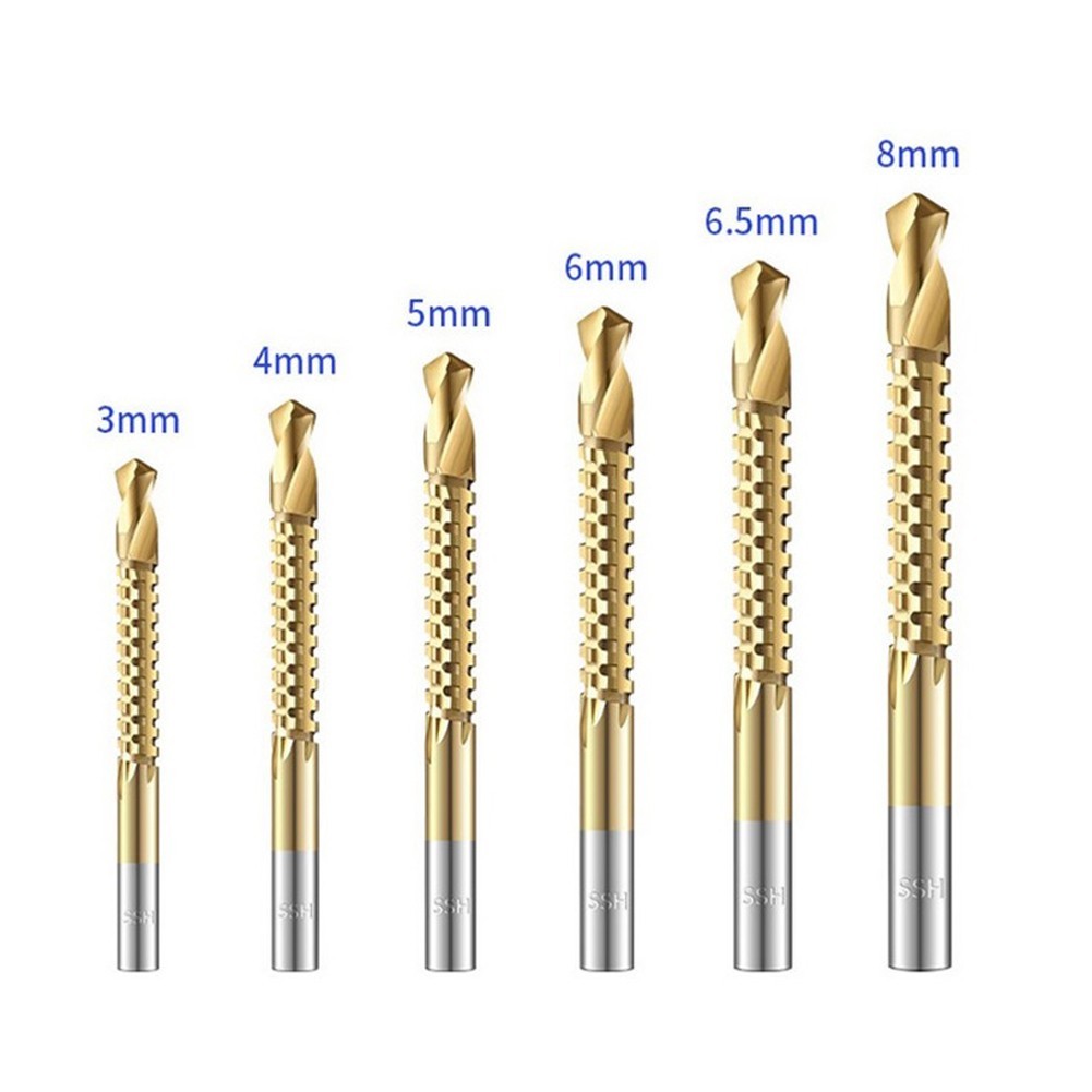 [TOP] 6 Mũi khoan Titan HSS Vít xoắn ốc Cắt lỗ 3-8mm