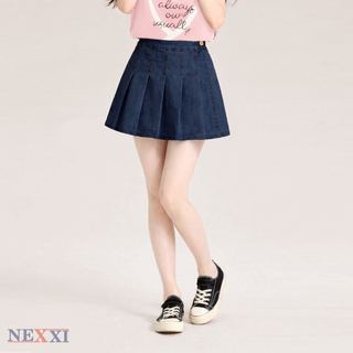 2512.2 - Chân váy jean xếp ly nút gỗ Nexxi size 3-14y