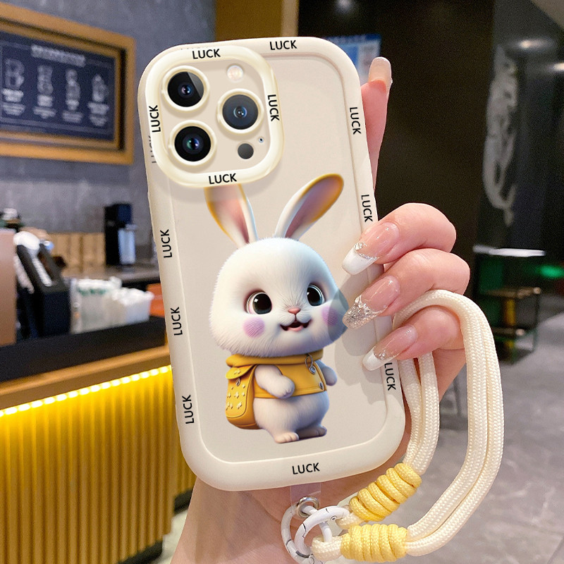 Ốp Lưng iPhone 14 14 Pro 14 14 Pro Max 15 15 Pro 15 Pro Max Case Với Lanyard Thỏ Hoạt hình