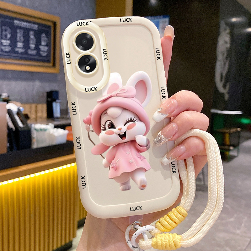 Ốp Lưng OPPO A18 A38 Case Thỏ Đáng yêu Với Lanyard