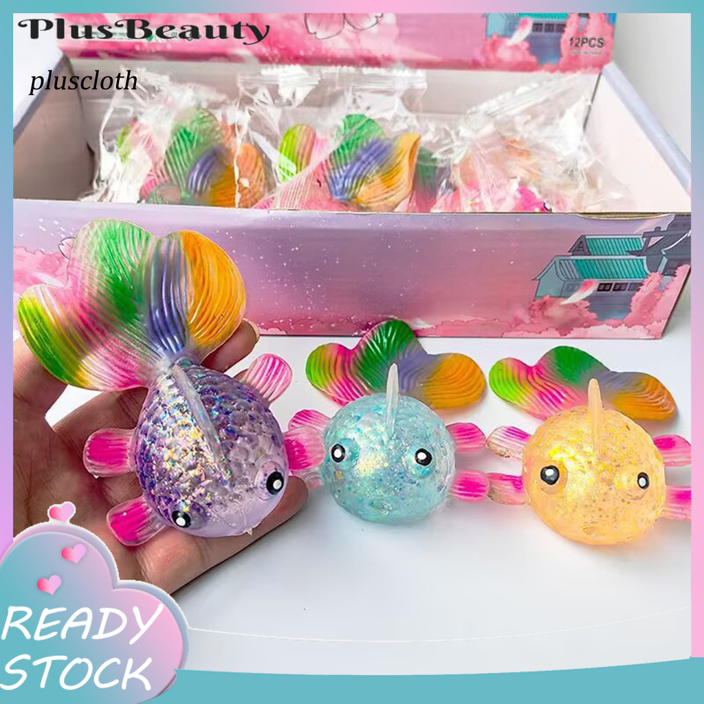 Pluscloth Lấp Lánh Bột Cá Bóp Đồ Chơi Căng Thẳng Lo Âu Giảm Chậm Mô Phỏng Cá Cảm Giác Đồ Chơi Mềm TPR Động Vật Làm Mát Fidget Đồ Chơi