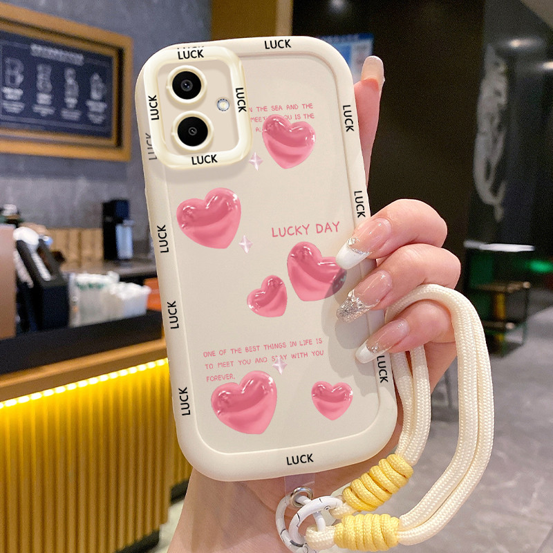 Ốp Lưng Samsung A06 4G A05 M05 F05 A05s Case Tình yêu nhỏ Với Lanyard