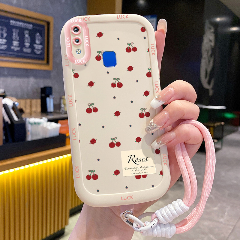 Ốp Lưng VIVO Y91 Y91i Y93 Y95 Y91C Y1S Y90 Case Cherry nhỏ Với Lanyard