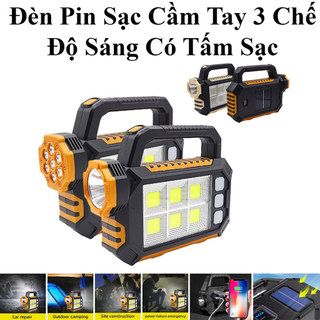 Đèn Pin Sạc Cầm Tay 3 Chế Độ Sáng Tiện Lợi Có Thêm Sạc Qua Tấm Pin Năng Lượng Mặt Trời