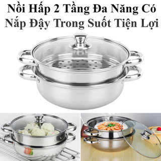 Nồi Hấp 2 Tầng Đa Năng 28Cm Có Nắp Đậy Tiện Lợi