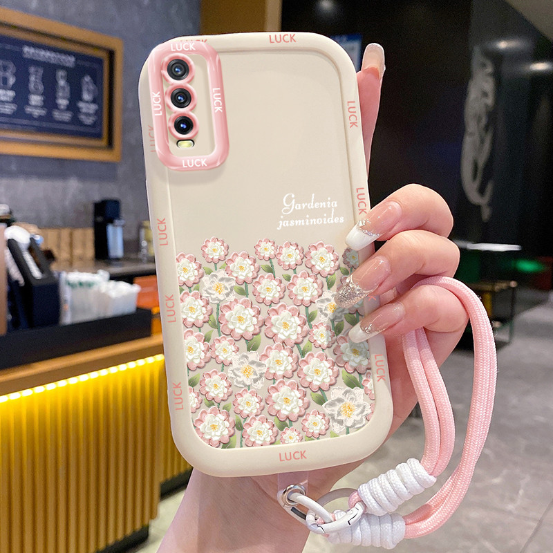 Ốp Lưng VIVO Y20 Y20i Y20s Y20A Y20G Y12A Y12S Y11s Case Hoa Dễ thương Với Lanyard