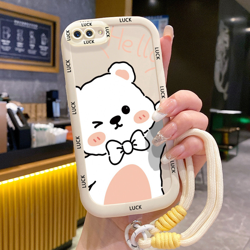 Ốp Lưng OPPO A5 A3s A12E Realme C1 Case Gấu Dễ thương Với Lanyard