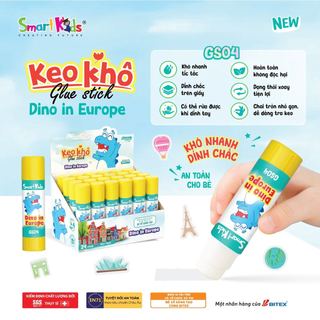 [MỚI VỀ] Combo 3/6/12 Keo Khô Smartkids Dino in Europe GS04 - Keo Dán Giấy Học Sinh Tiện Lợi, An Toàn Cho Bé