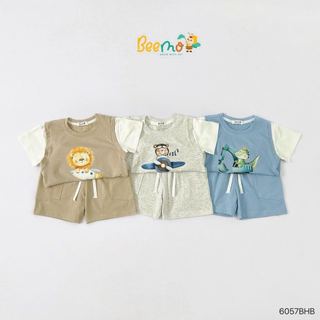 6057BHB - Bộ thun cotton Beemo giả gile bé trai size 1-6y