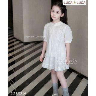 LUBCC.1803 - Bộ Luca áo sơ mi trắng + chân váy trắng ren size 2-12y