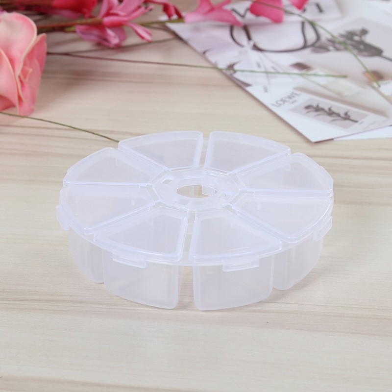⚡GIẢM GIÁ LỚN⚡Nhựa Tròn 8 Lưới Để Bàn Hộp Bảo Quản Du Lịch Mỹ Phẩm Trang Sức Tổ Chức