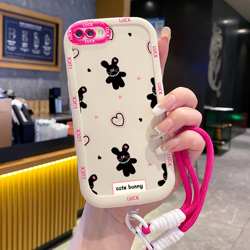 Ốp Lưng OPPO A5 A3s A12E Realme C1 Case Thỏ đáng yêu Với Lanyard