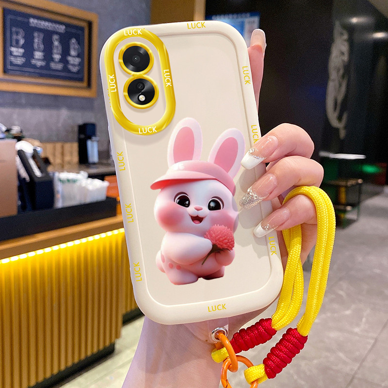 Ốp Lưng OPPO A18 A38 Case Thỏ Đáng yêu Với Lanyard
