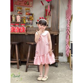 VJ125 - Váy June cổ sen trắng đính hoa nổi nhiều màu cho bé size 1-10y