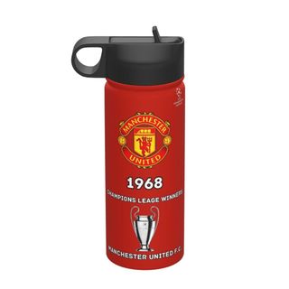 Chai nước cách nhiệt dung tích lớn Manchester Uniteds FC có ống hút18OZ, chai nước thể thao 500ML, du lịch, thép không gỉ