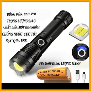 Đèn Pin P50 3200Lm Nhật Bản Siêu Sáng Dung Lượng Pin Cao (Hộp Đen)