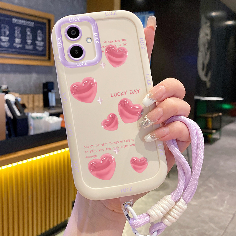 Ốp Lưng Samsung A06 4G A05 M05 F05 A05s Case Tình yêu nhỏ Với Lanyard