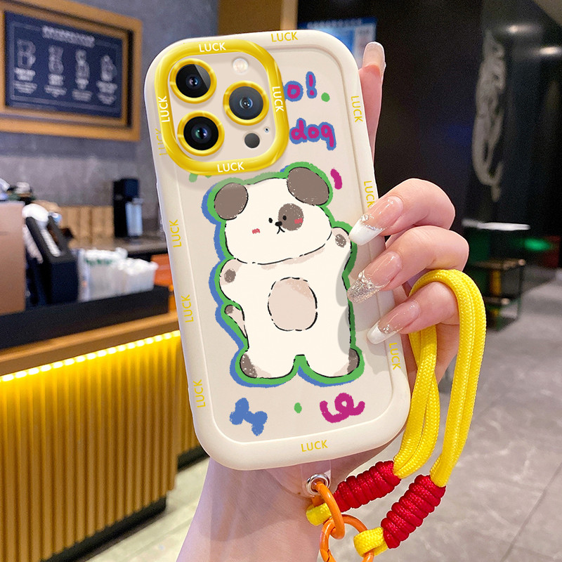 Ốp Lưng iPhone 11 11 Pro 11 Pro Max 12 12 Pro 12 Pro Max 13 13 Pro 13 Pro Max Case Mèo màu trắng Với Lanyard