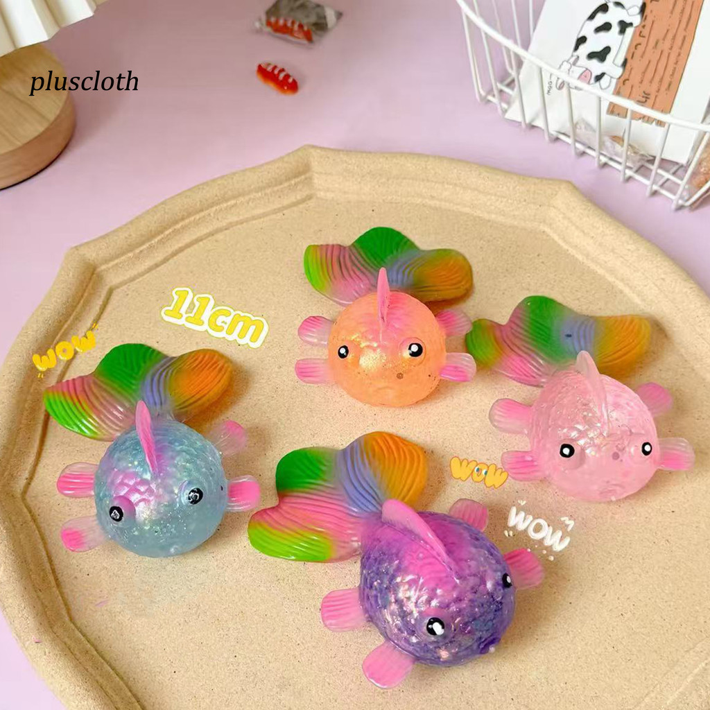 Pluscloth Lấp Lánh Bột Cá Bóp Đồ Chơi Căng Thẳng Lo Âu Giảm Chậm Mô Phỏng Cá Cảm Giác Đồ Chơi Mềm TPR Động Vật Làm Mát Fidget Đồ Chơi