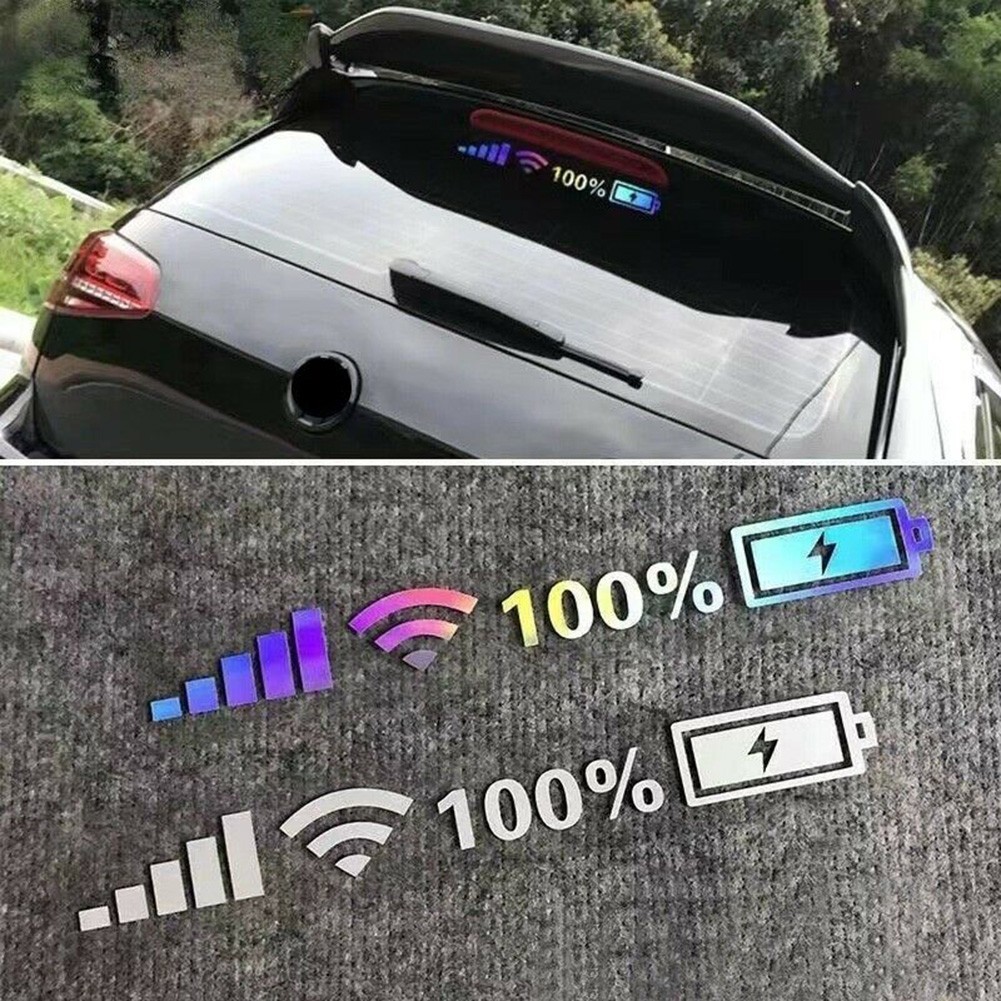 Đất-vn ❤️Wifi Mức Pin Tín Hiệu Xe Vinyl Phản Quang Dán Vui Đề Can Trở Lại 25cm