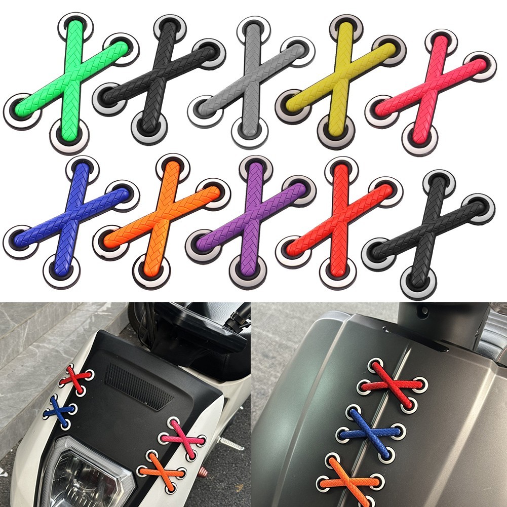 ⭐ Bán chạy ⭐Xe Máy 3D Ngộ nghĩnh Cross Dây Giày Trang Trí Miếng Dán Đề Can Xe Hơi [land-vn]
