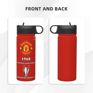 Chai nước cách nhiệt dung tích lớn Manchester Uniteds FC có ống hút18OZ, chai nước thể thao 500ML, du lịch, thép không gỉ