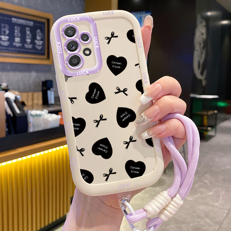 Ốp Lưng Samsung A52 4G A52 5G A52s 5G A13 5G A04s A23 5G M23 F23 A32 4G A33 5G A53 5G Case Tình yêu nhỏ Với Lanyard