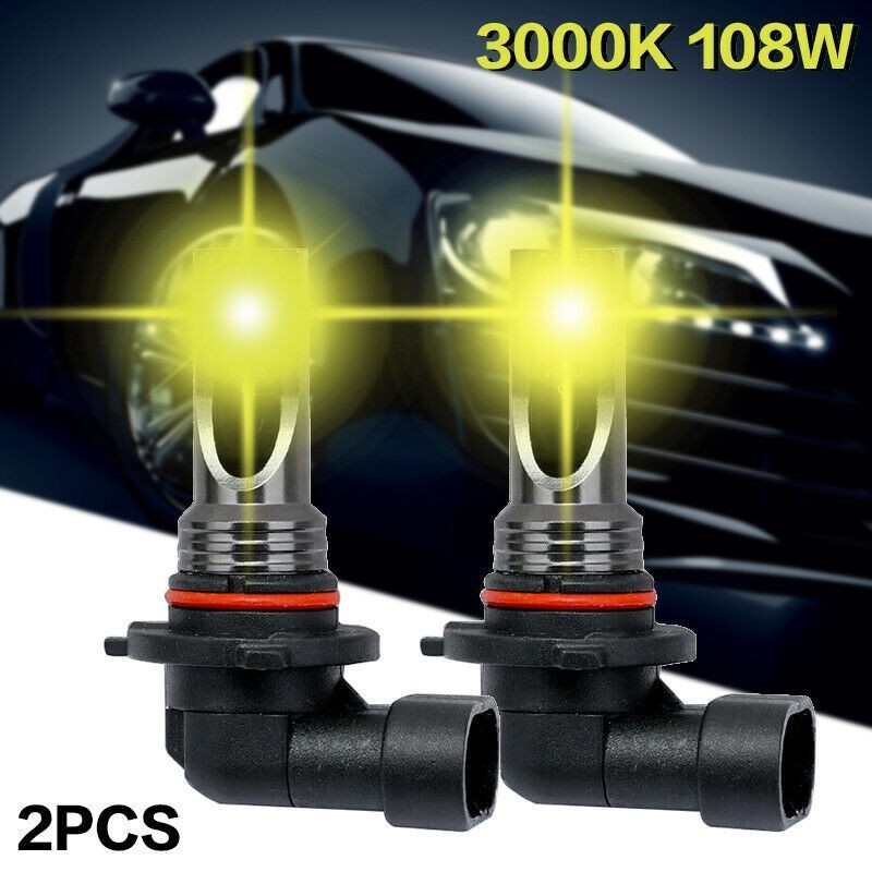 2x 9006 HB4 108W Bóng Đèn LED Sương Mù 3000K Vàng Đèn Sương Mù 20000LM Siêu