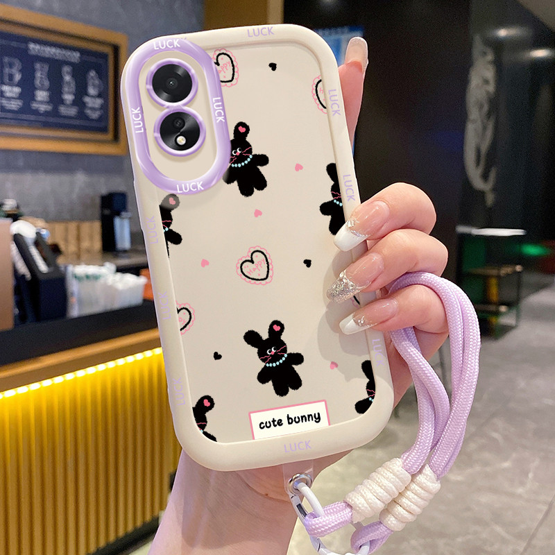 Ốp Lưng OPPO A18 A38 Case Thỏ đáng yêu Với Lanyard