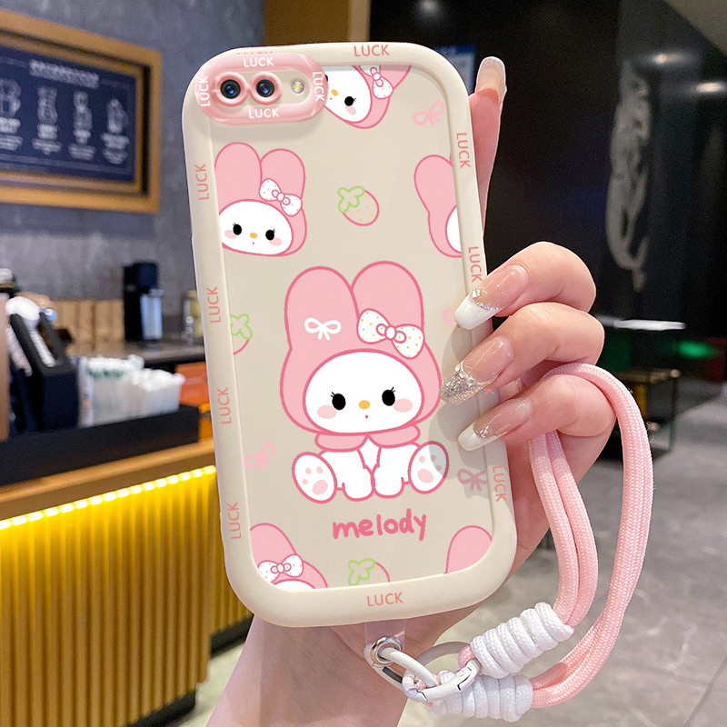 Ốp Lưng OPPO A5 A3s A12E Realme C1 Case Thỏ đáng yêu Với Lanyard