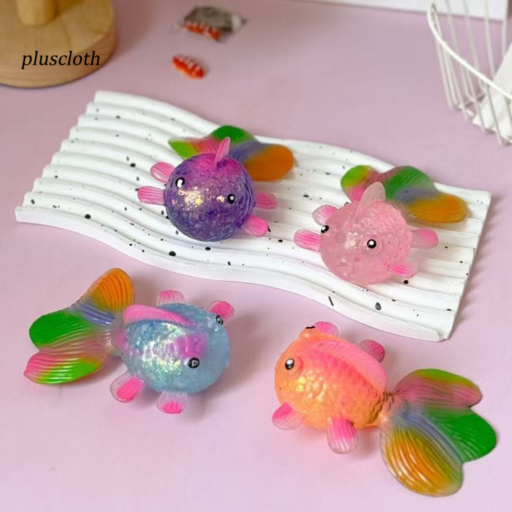 Pluscloth Lấp Lánh Bột Cá Bóp Đồ Chơi Căng Thẳng Lo Âu Giảm Chậm Mô Phỏng Cá Cảm Giác Đồ Chơi Mềm TPR Động Vật Làm Mát Fidget Đồ Chơi