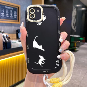 Ốp Lưng Samsung A03 Case Dễ thương Mèo Với Lanyard