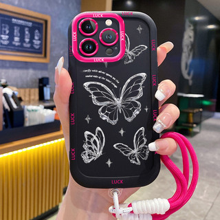 Ốp Lưng iPhone 14 14 Pro 14 14 Pro Max 15 15 Pro 15 Pro Max Case bướm đẹp nhỏ Với Lanyard