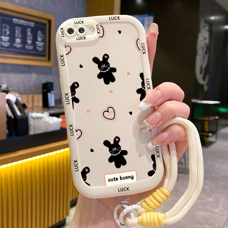 Ốp Lưng OPPO A5 A3s A12E Realme C1 Case Thỏ đáng yêu Với Lanyard