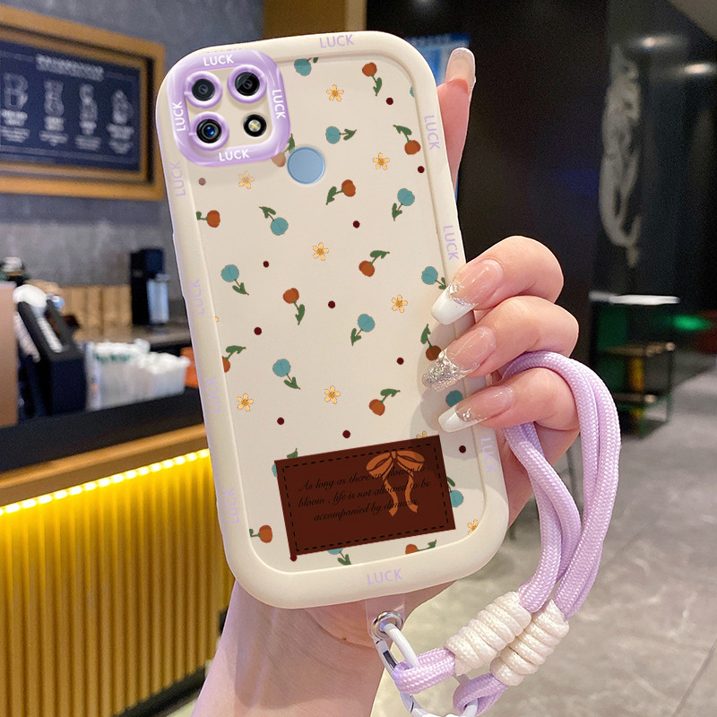 Ốp Lưng Realme C12 C15 C25 C25s C21Y C25Y Narzo 20 Narzo 30A Narzo 50A Case Hoa đẹp nhỏ Với Lanyard