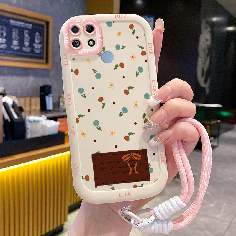 Ốp Lưng Realme C12 C15 C25 C25s C21Y C25Y Narzo 20 Narzo 30A Narzo 50A Case Hoa đẹp nhỏ Với Lanyard
