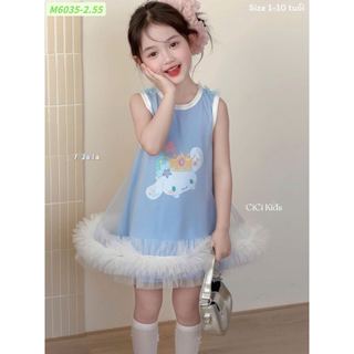 M6035 - Váy Sofia Candy thô thun mềm ngắn tay bé gái size 1-10y