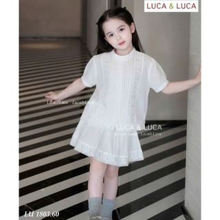 LUBCC.1803 - Bộ Luca áo sơ mi trắng + chân váy trắng ren size 2-12y