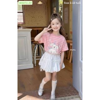 SH2603BBG01 - Set bộ áo cotton + chân váy tầng cho bé size 90-160